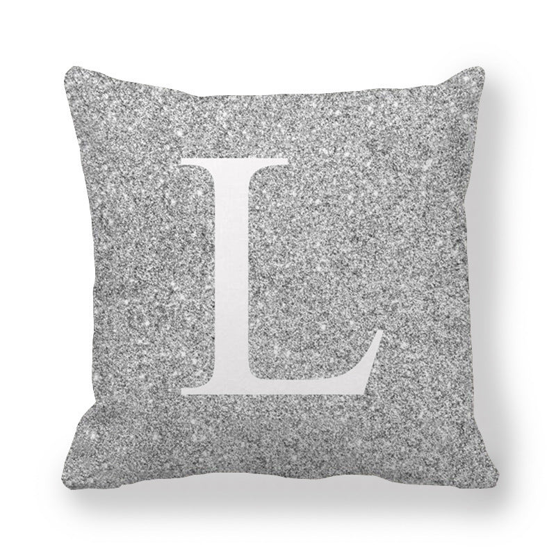 Fashion Gray Shading 26 English Letters Encrypted Peach Skin Fabric Pillow Cover