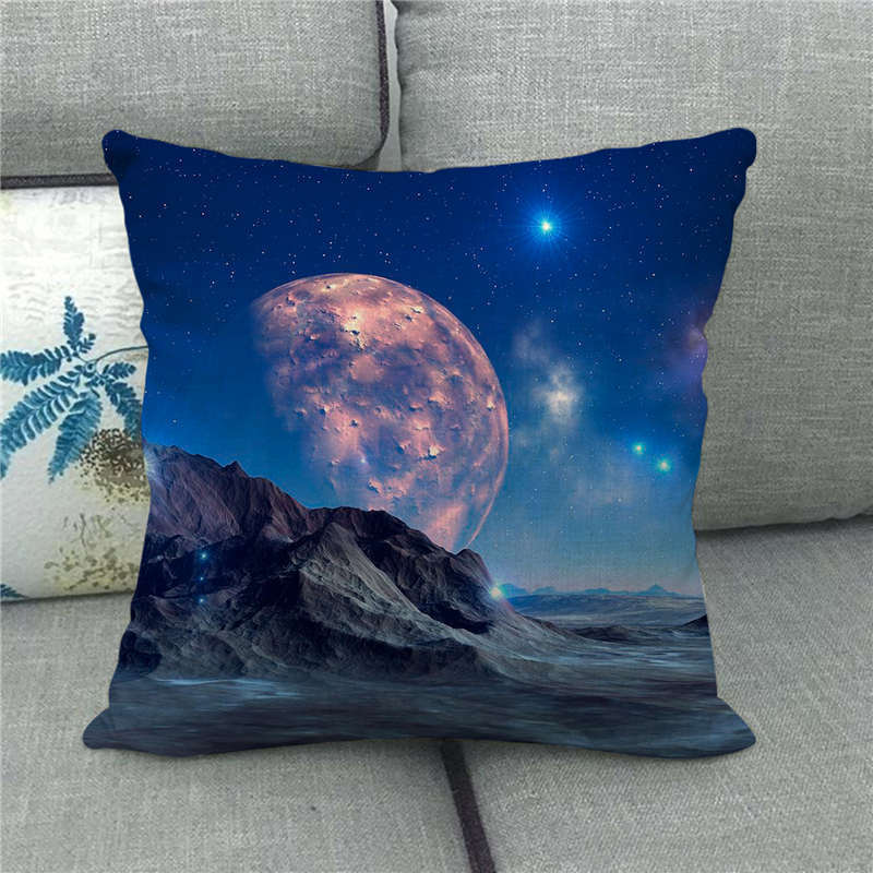 Interstellar Universe Scenery Linen Pillow Cover