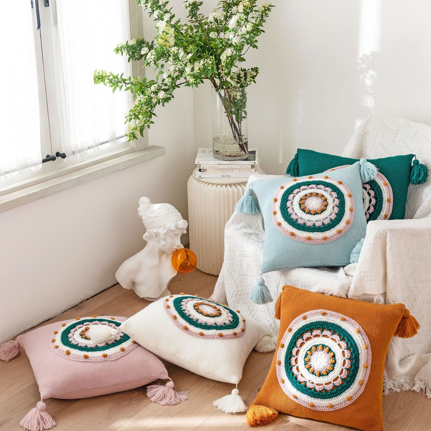 Tassel Knitted Pillow Cover