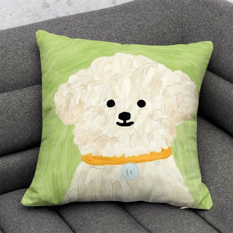 Cute Dog Cartoon Throw Pillow Dormitory Bedroom Square