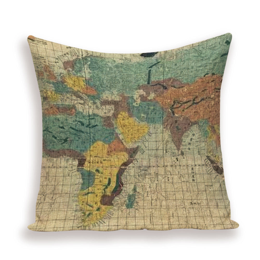 Retro Toss Pillowcase - World Map