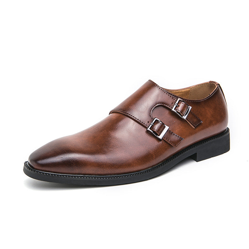 Business Formal Wear Leather Shoes Men's Casual Three Joint Pumps Mengke Buckle Office Shoes