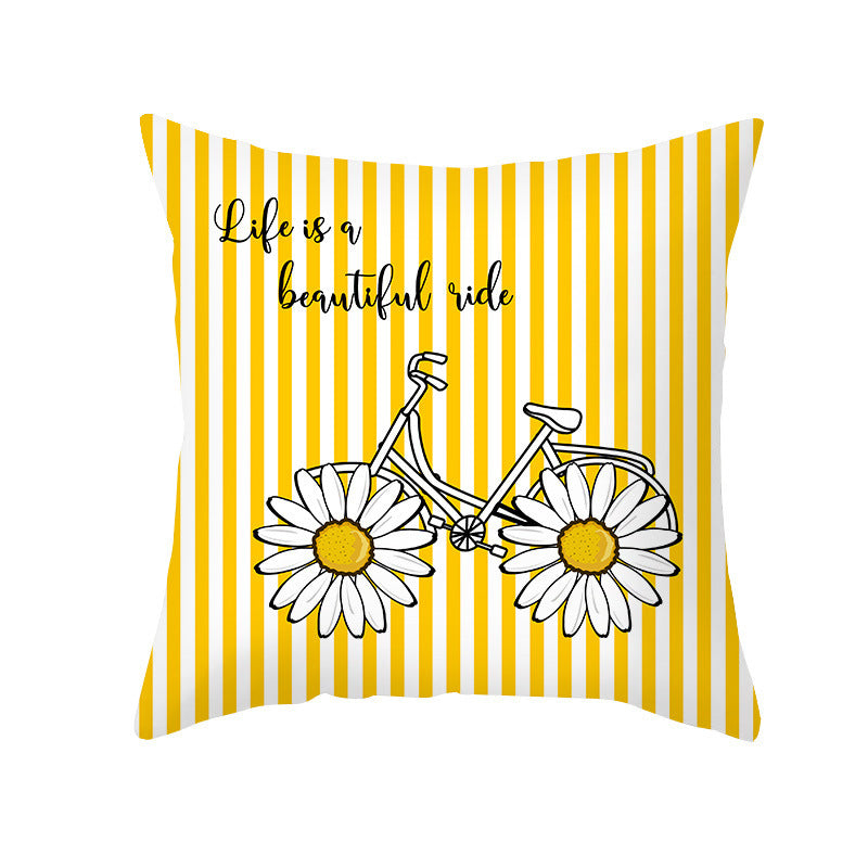 Yellow Daisy Flower Pillow Cover