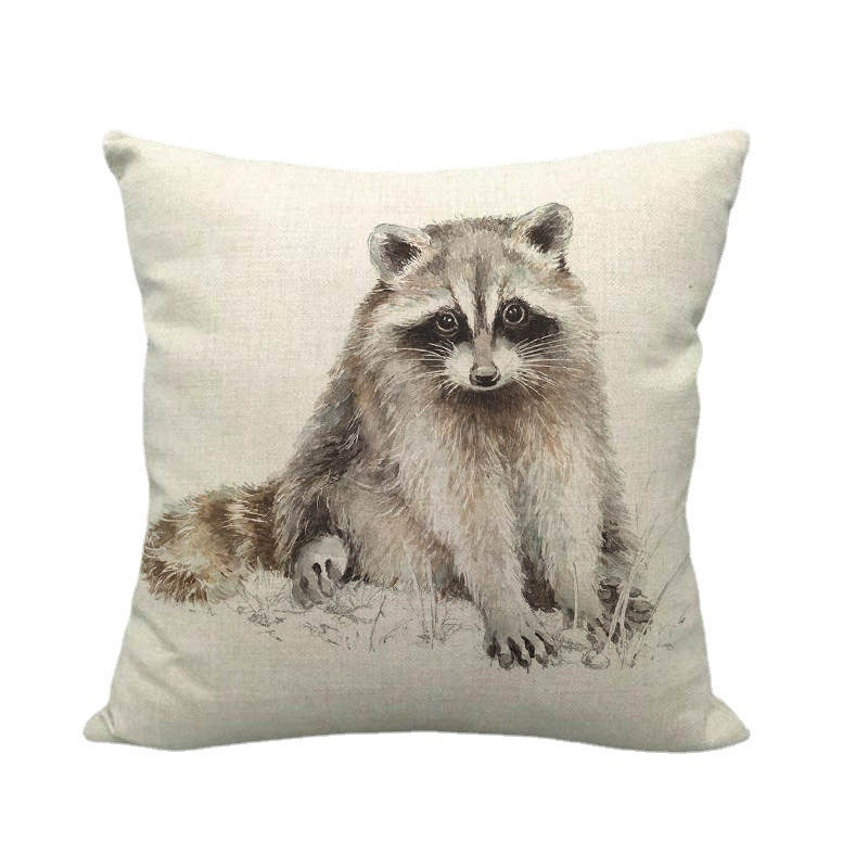 Gray Animal Linen Sofa Pillow Cover