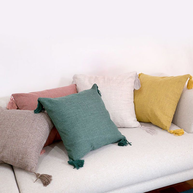 Cotton And Linen Tassel Pillow Cover