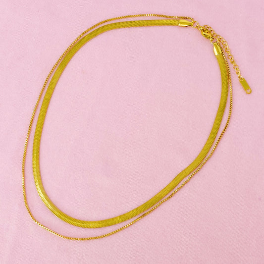 The Riviera Layered Herringbone Necklace