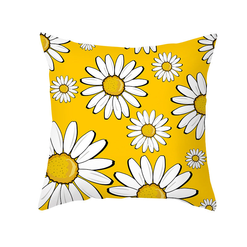 Yellow Daisy Flower Pillow Cover