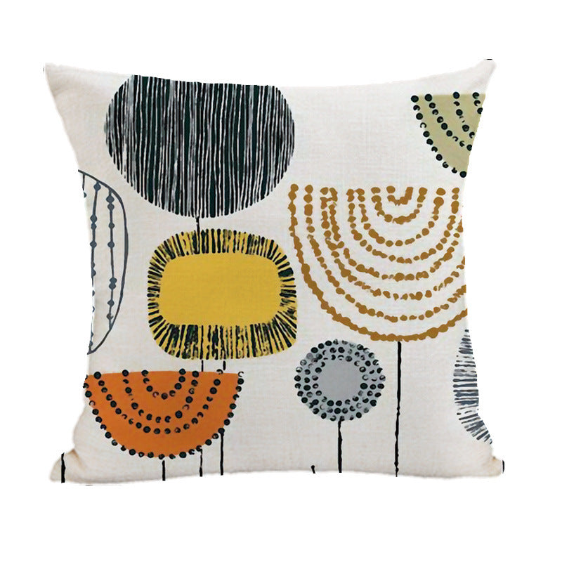 Linen Painted Style Geometric Abstract Pillow Cover