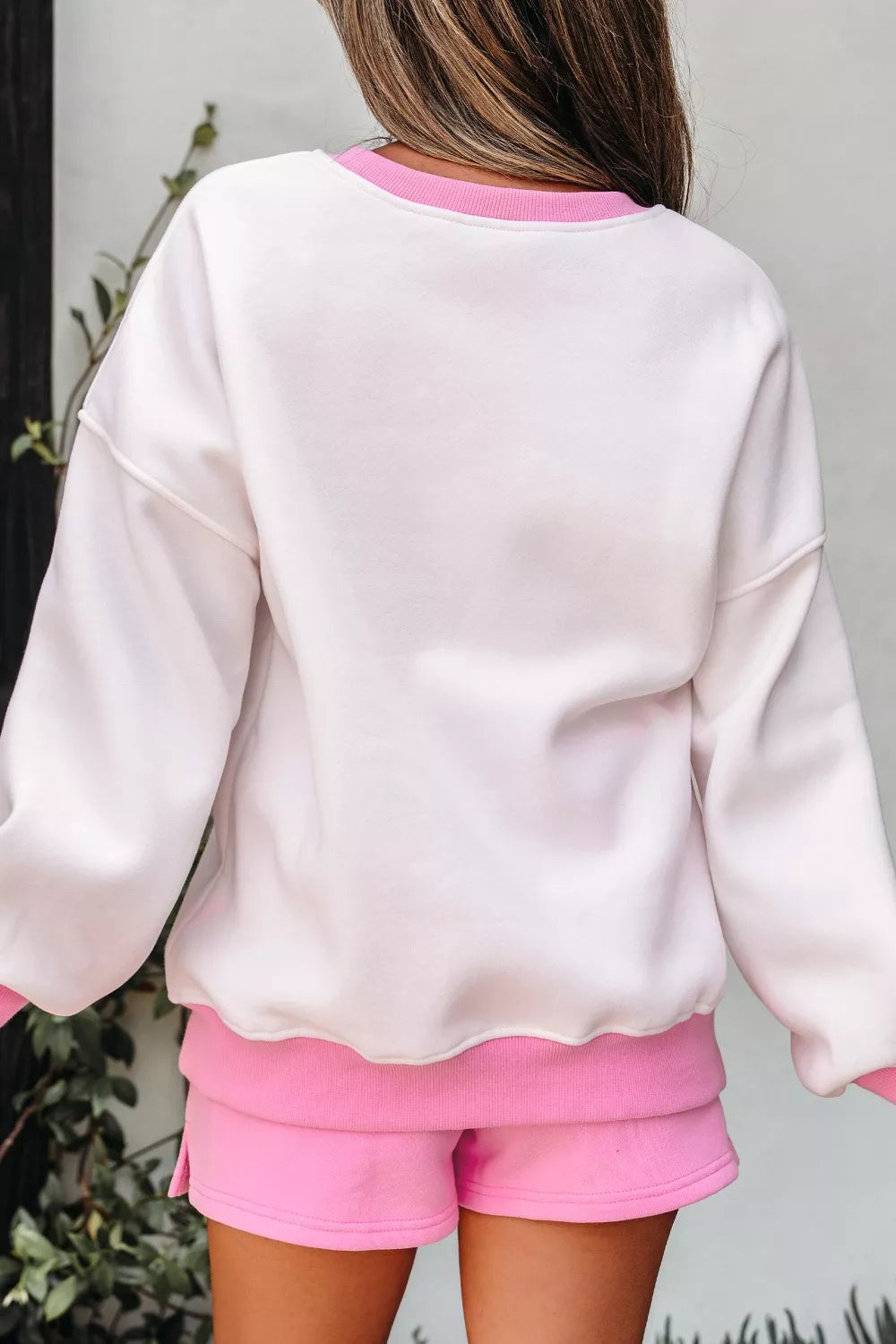 Back view of Riviera sweatshirt and shorts set for weekend lounging