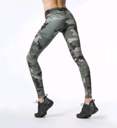 High waist four-needle six-line new camouflage fitness yoga pants tight stretch printing sports leggings