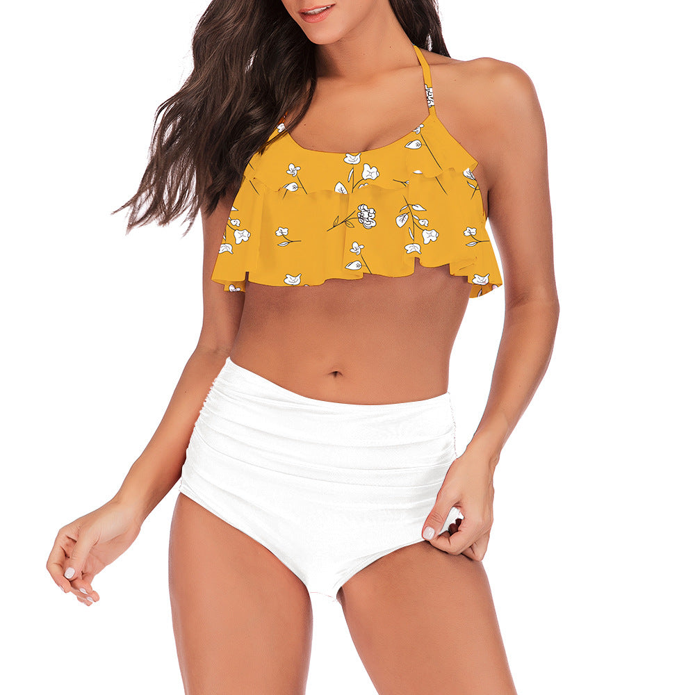 Split ruffle swimsuit