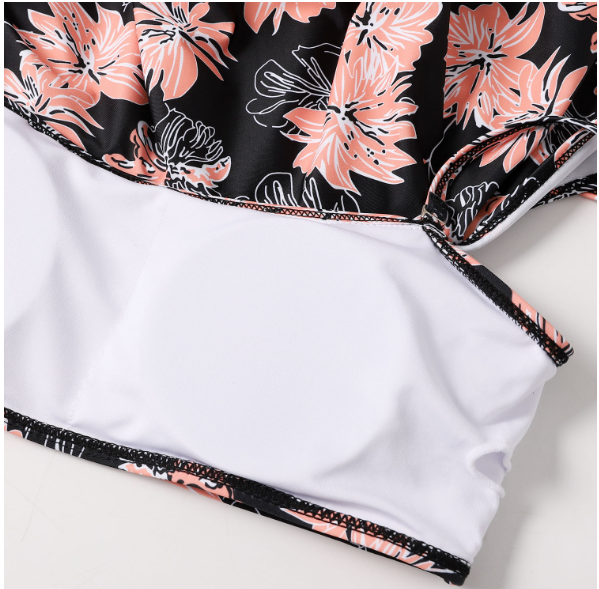 High-waist ruffled swimsuit