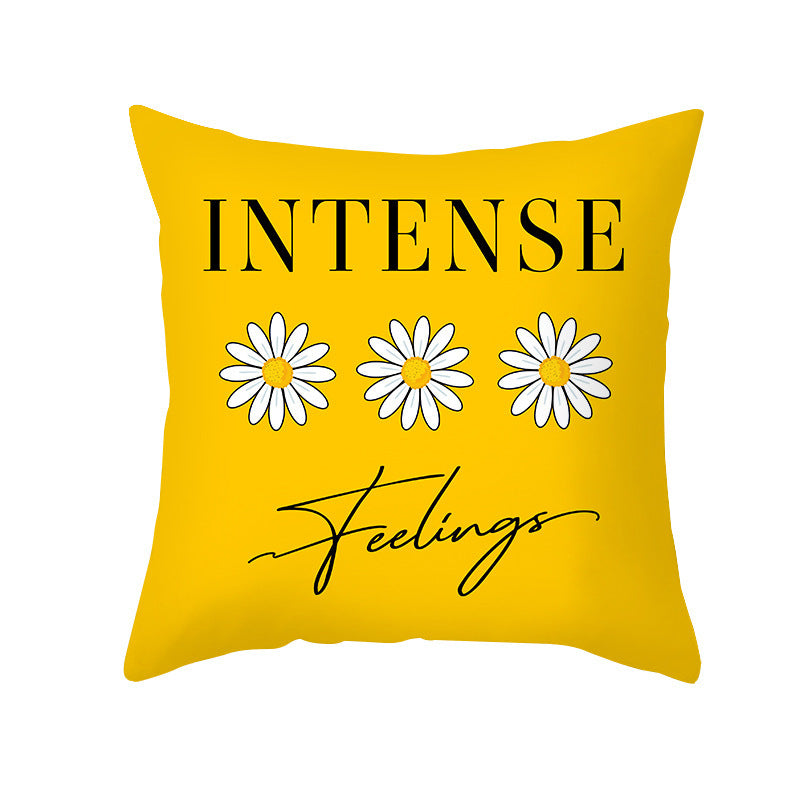 Yellow Daisy Flower Pillow Cover