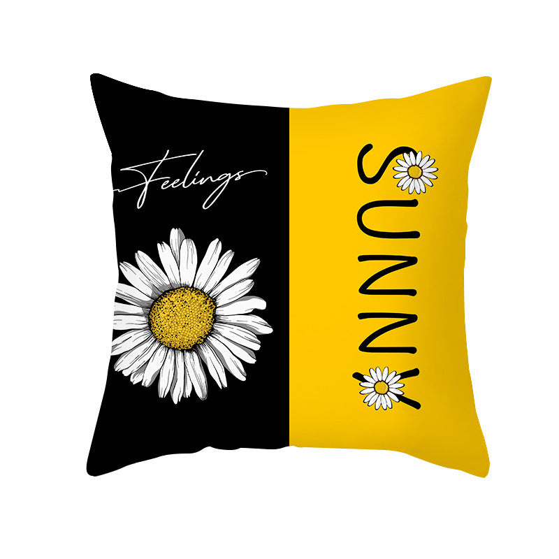 Yellow Daisy Flower Pillow Cover