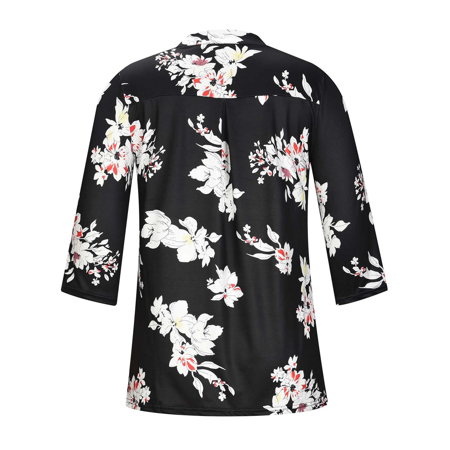 Flowers Print Tops V Neck Long Sleeve Flowers Print Shirt Women Blouse