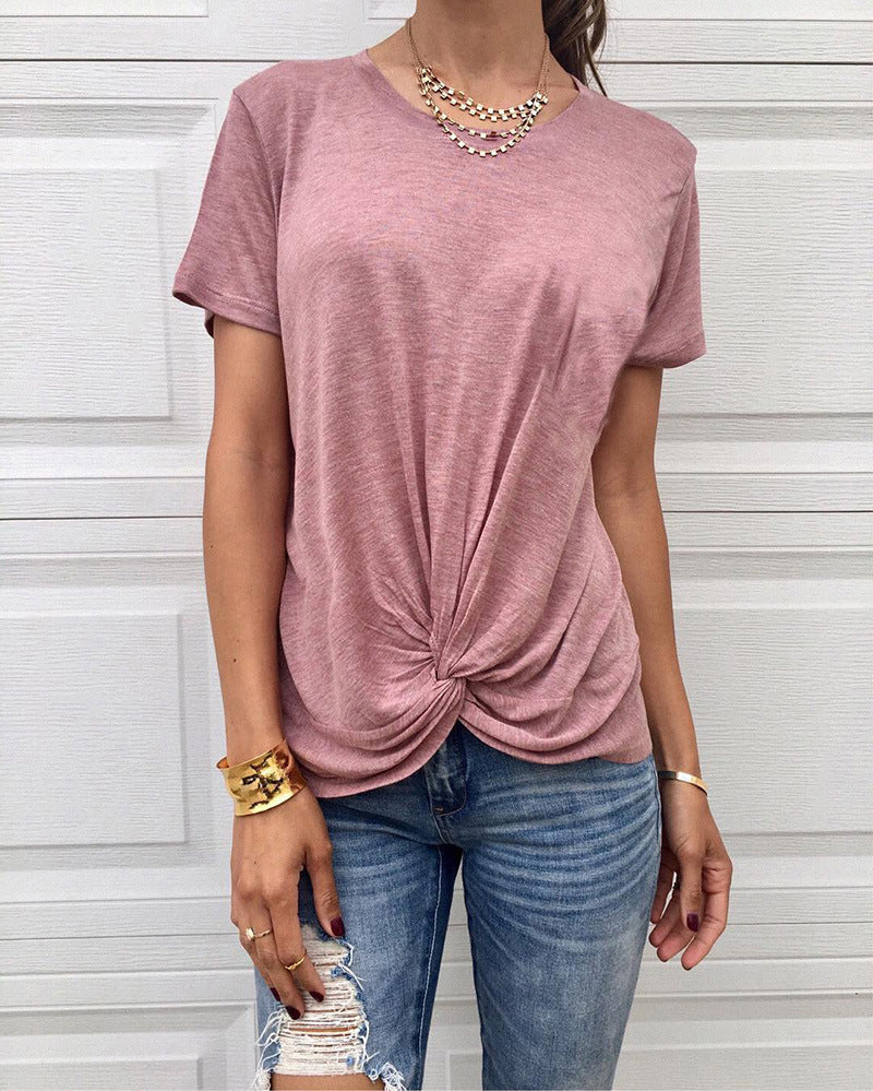 Irregular crossover blouse T-shirt