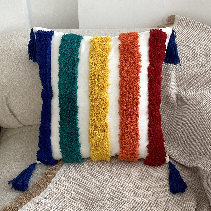 Fashion Rainbow Tufted Pillow Cover