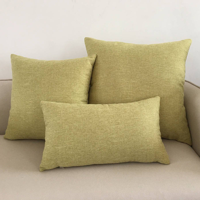 Solid Color Cotton and Linen Throw Pillow Cover