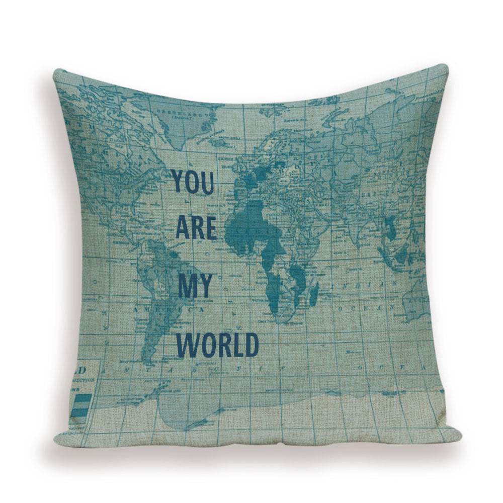 Retro Toss Pillowcase - World Map