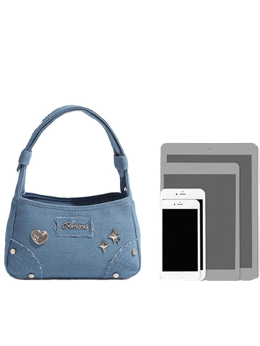 Retro Design Small Handbag Summer New Metal Denim