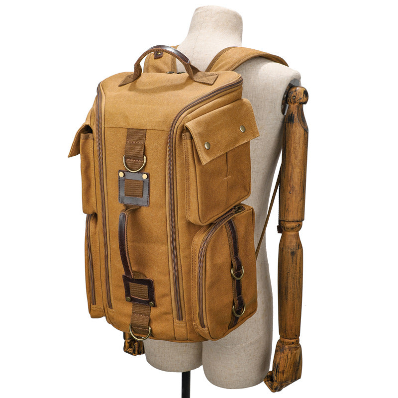 Men's Outdoor Leisure Waterproof Large Capacity Canvas Backpack