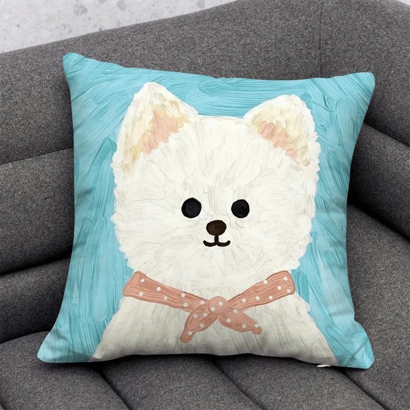 Cute Dog Cartoon Throw Pillow Dormitory Bedroom Square