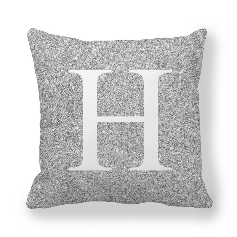 Fashion Gray Shading 26 English Letters Encrypted Peach Skin Fabric Pillow Cover