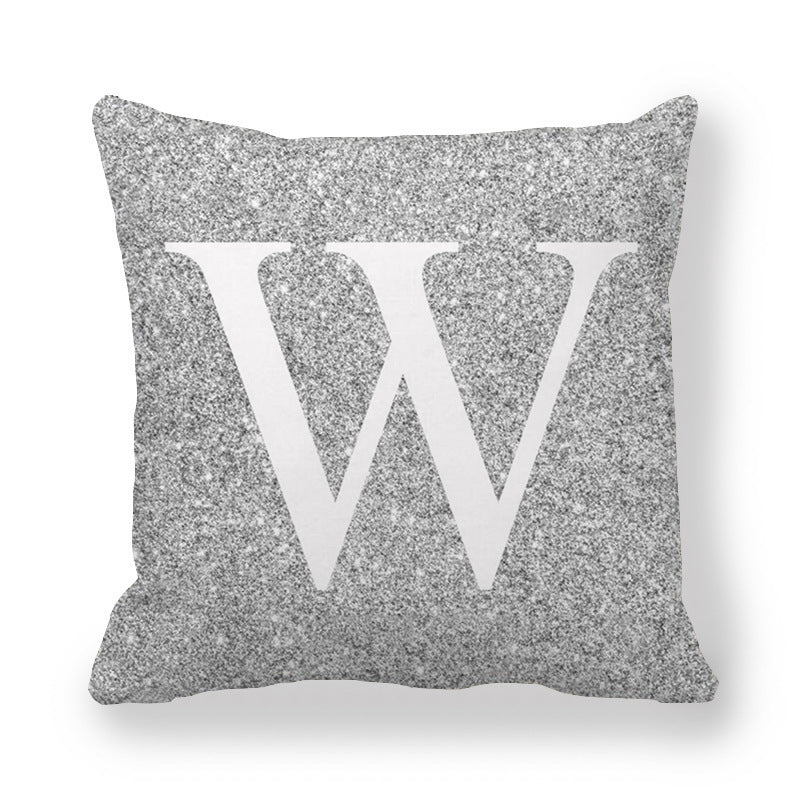 Fashion Gray Shading 26 English Letters Encrypted Peach Skin Fabric Pillow Cover