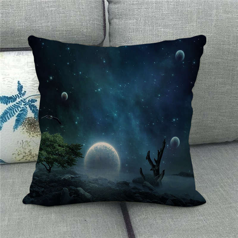 Interstellar Universe Scenery Linen Pillow Cover