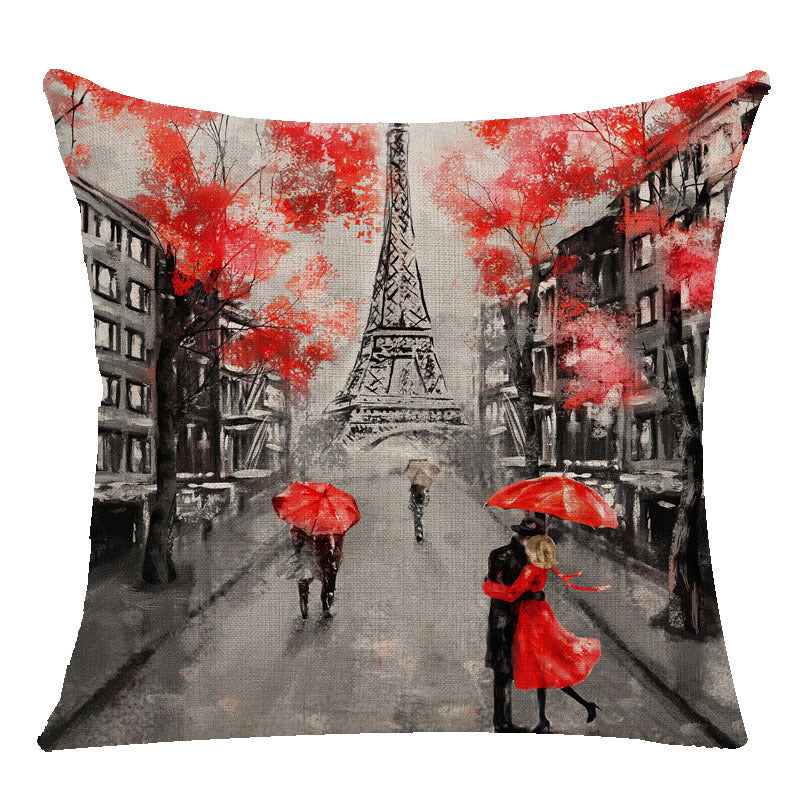 Maple Leaf Oil Painting Series Linen Pillow Cover