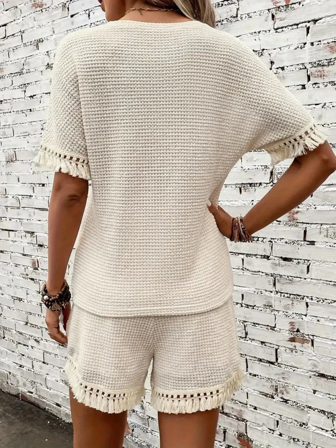 Riviera tan tassel shorts set for casual summer outfits