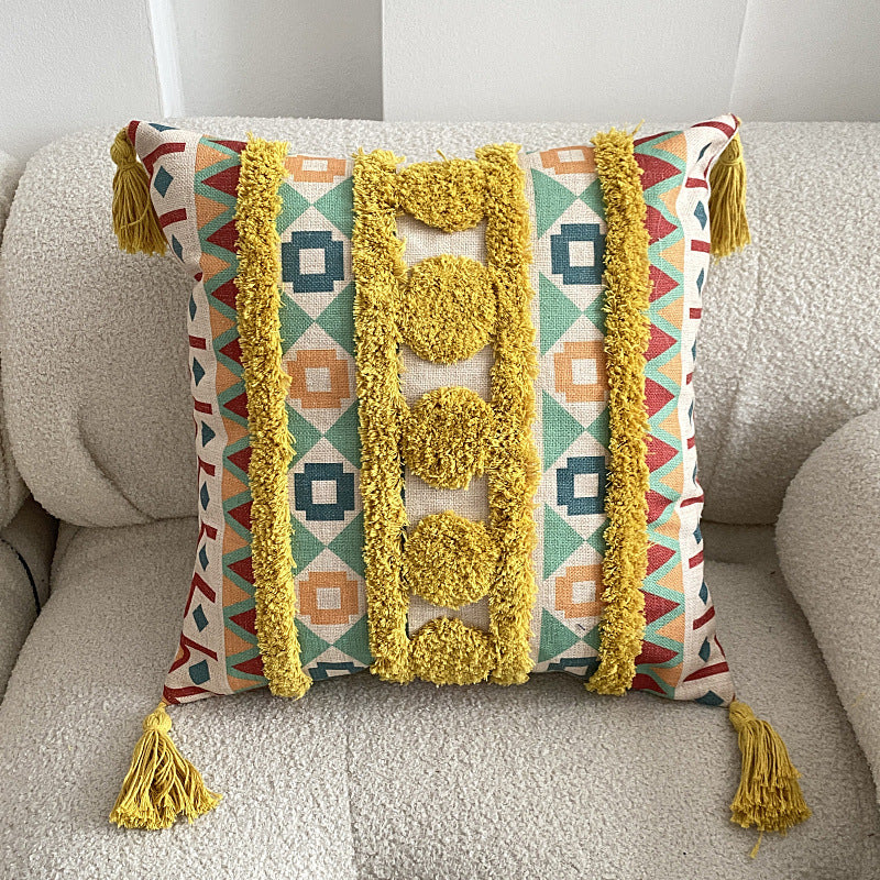 Knitted Fringe Pillow Cover