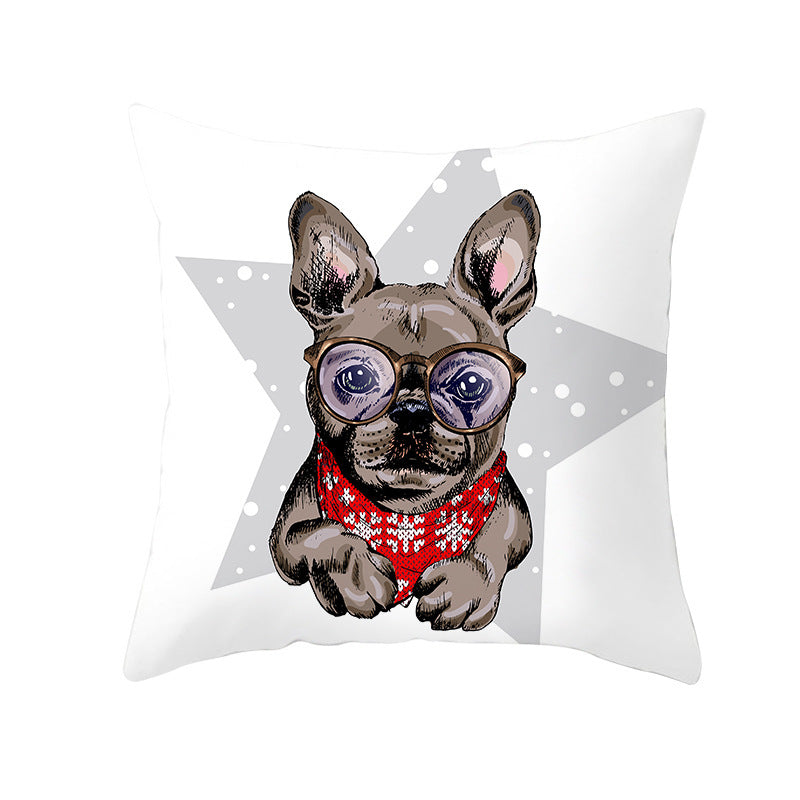 Christmas Pet Peach Skin Fabric Pillow Cover