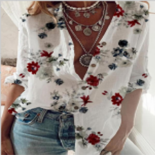 The Capri Romantic Luxe Floral V-Neck Blouse