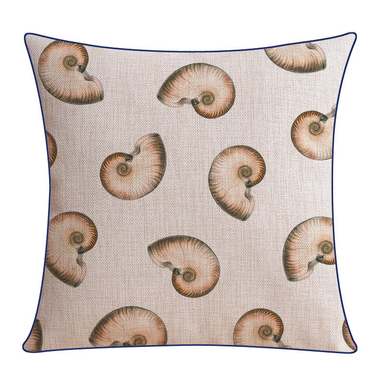 Classical Style Seaweed Starfish Pillow Thick Cotton Linen Sofa Cushion Cover