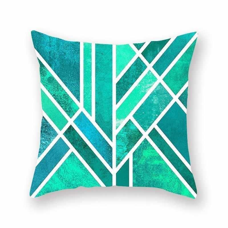 Green geometric pillow cover