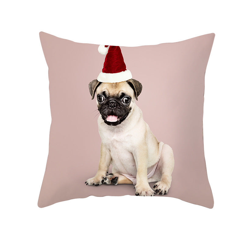 Christmas Pet Peach Skin Fabric Pillow Cover