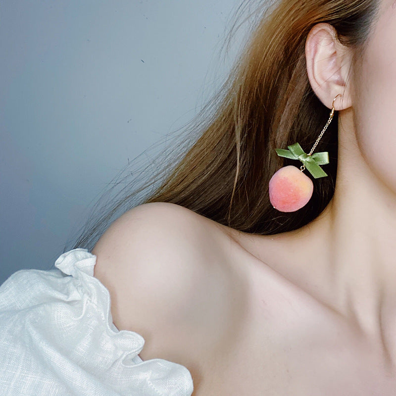 Sweet Peach Long Earrings Girl