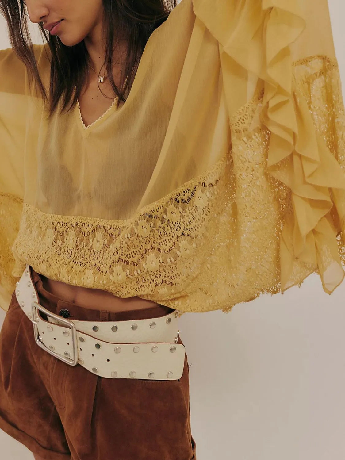 Amalfi gold lace ruffle beach cover-up