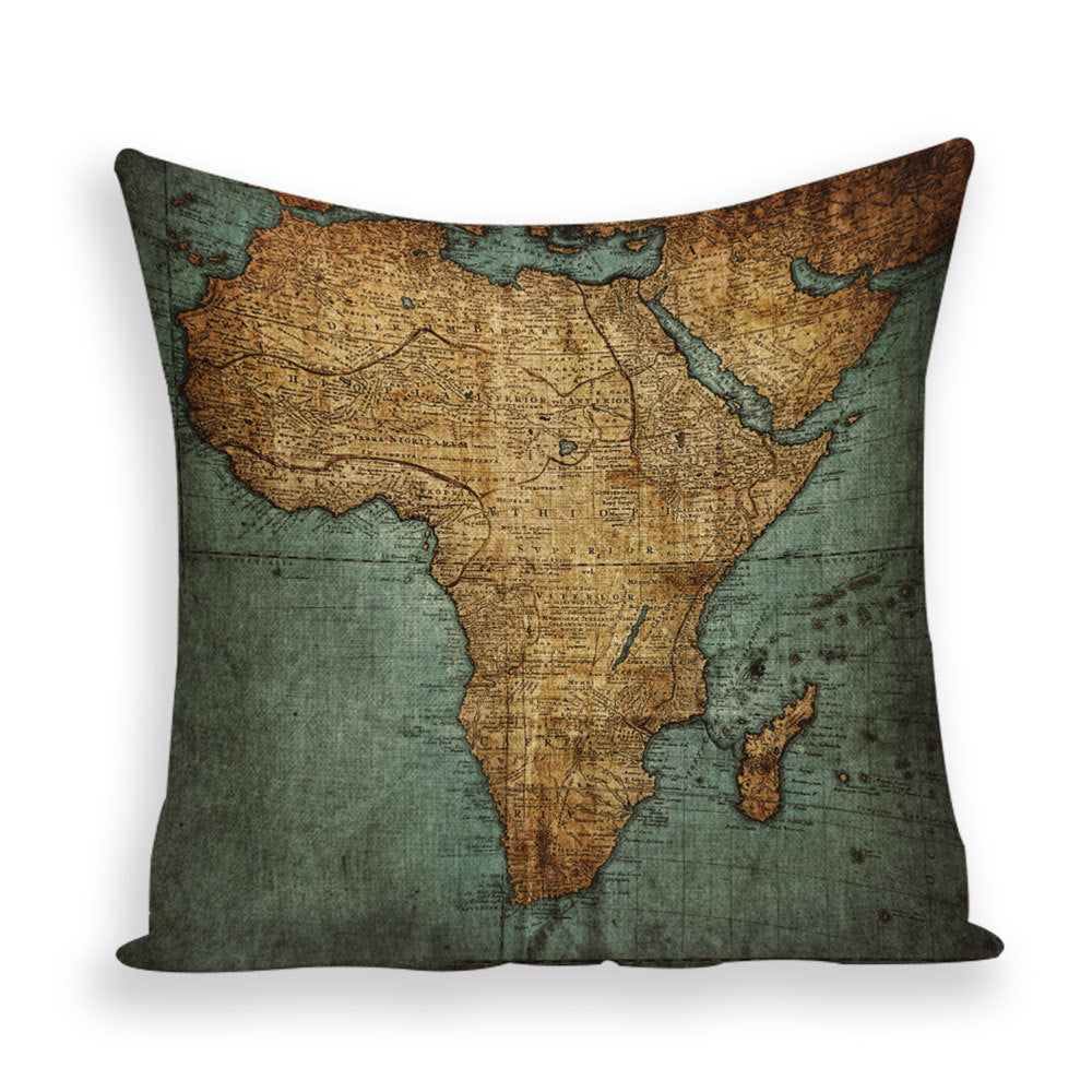 Retro Toss Pillowcase - World Map