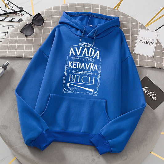 Women Fleece Loose Hoodie "Avada Kedavra Bitch"