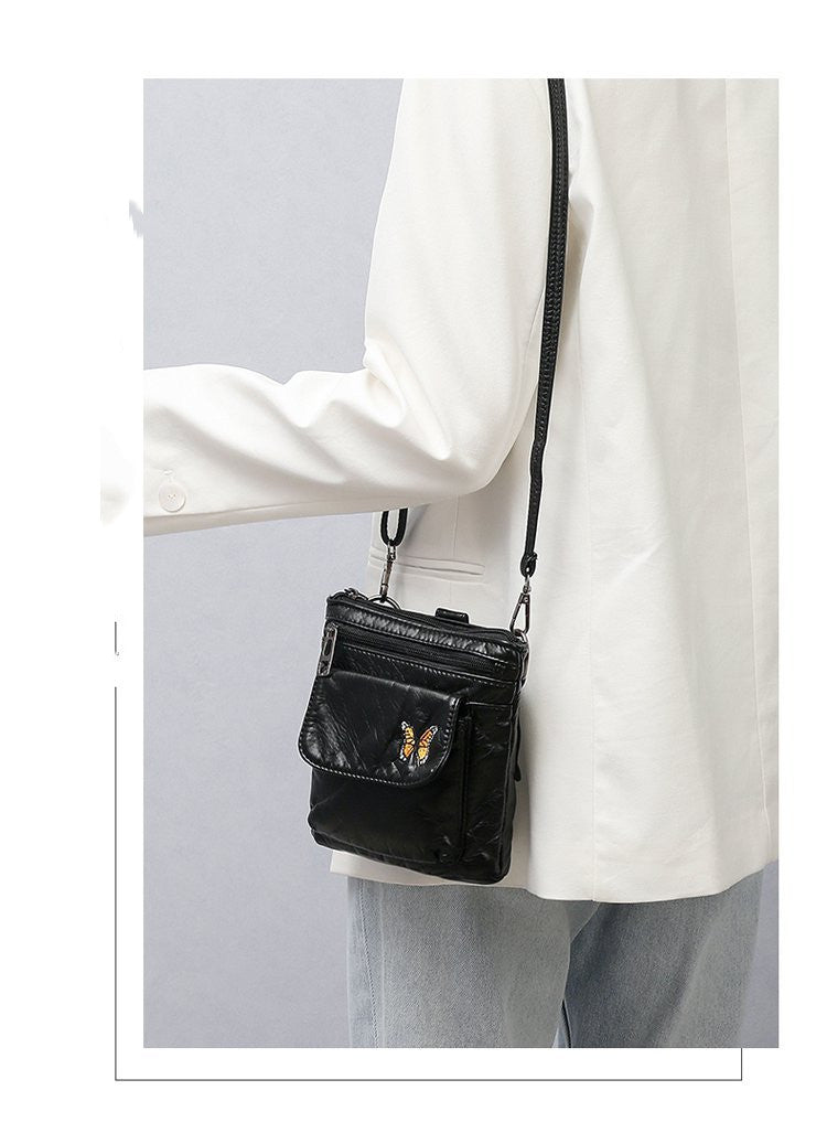 All-match embroidered crossbody bag