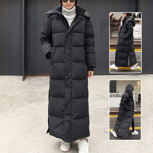 Aspen black hooded longline puffer parka for women