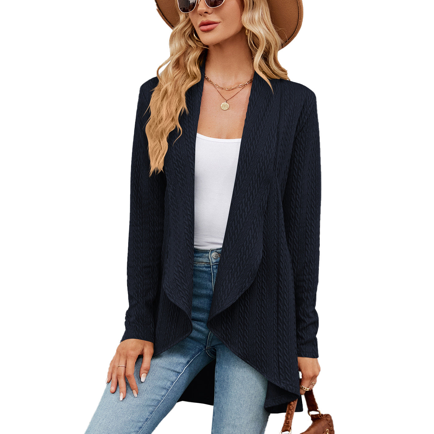 Women's Long Sleeve Sweater Solid Color Loose Cardigan Knitted Jacket