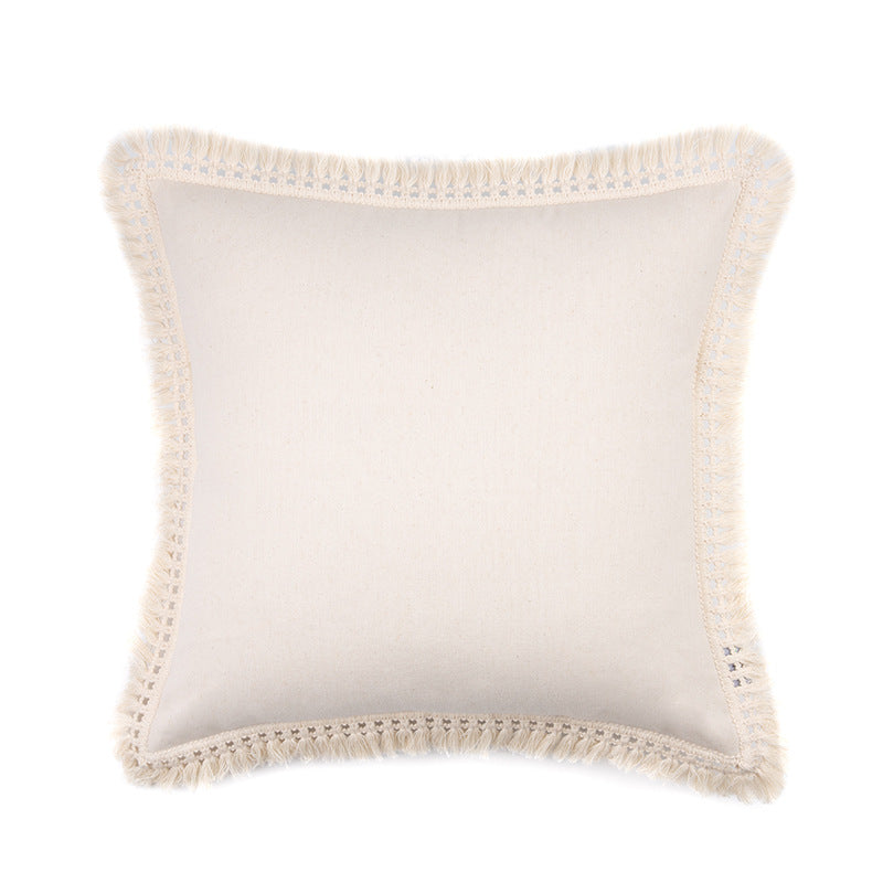 Fringed Material: Linen/Cotton Pillowcase Round Decorative Cover