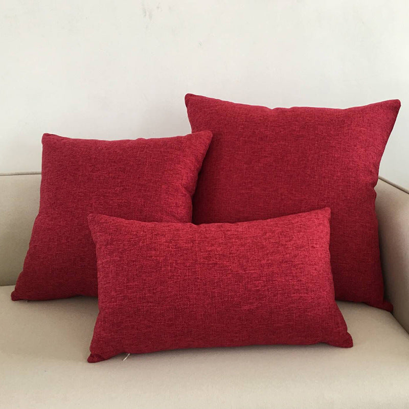 Solid Color Cotton and Linen Throw Pillow Cover