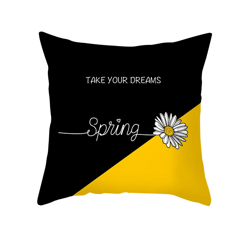 Yellow Daisy Flower Pillow Cover