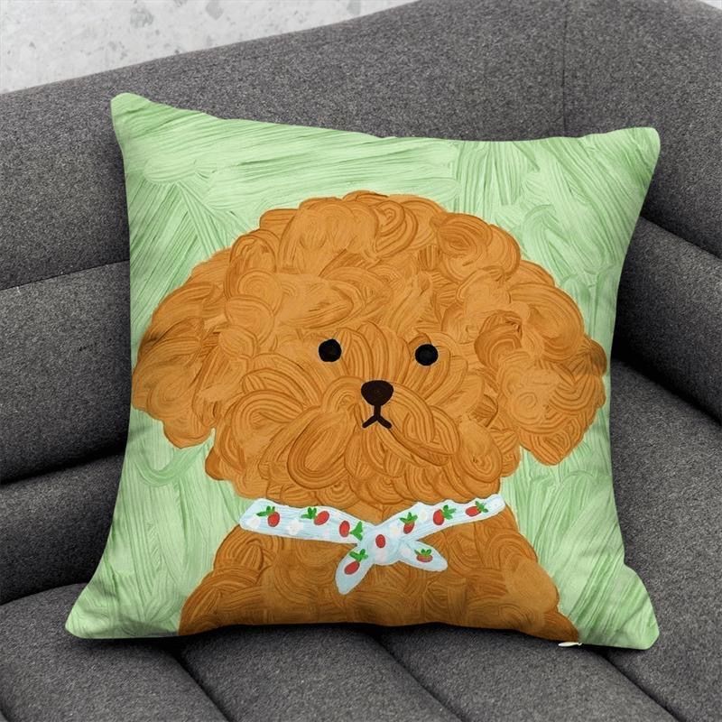 Cute Dog Cartoon Throw Pillow Dormitory Bedroom Square