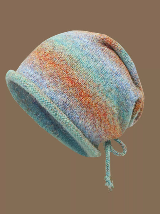 Aspen light blue tie-dye knit beanie for women
