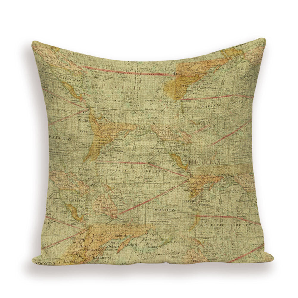 Retro Toss Pillowcase - World Map